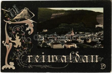 1907 Jeseník, Fryvaldov, Freiwaldau; Art Nouveau, floral initial (fa)
