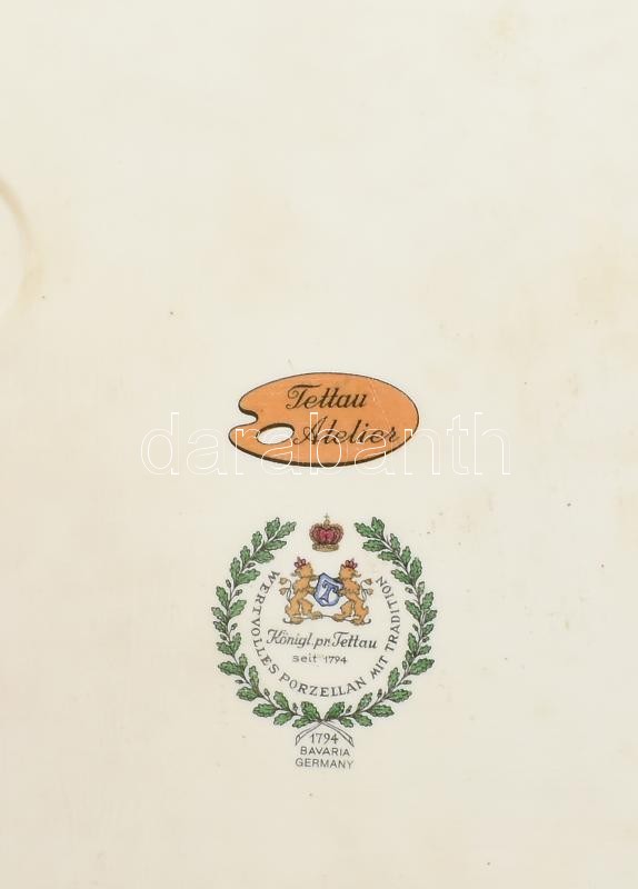 2 db Tettau porcelán fali dísz kép. matricás, jelzett, hibátlan 20x25 cm - Image 2