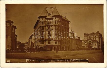 Bucharest, Bukarest, Bucuresti, Bucuresci; Colt din Bulevardul I. C. Bratianu, Minimax, Hotel Britania / hotel, shops. photo