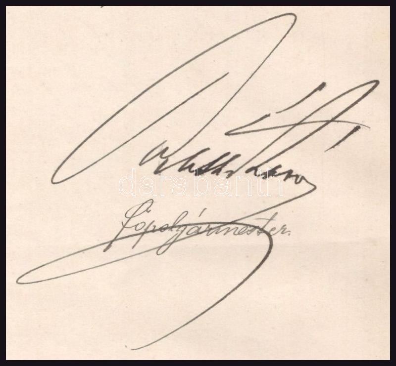 1897 Ráth Károly (1821-1897) Budapest főpolgármesterének (1873-1897) levele Zombath Pál máv hivatalnok részére, örökbefogadási ügyben, fejléces papíron, saját kezű autográf aláírásával, valamint az örökbefogadási ügy - Image 3