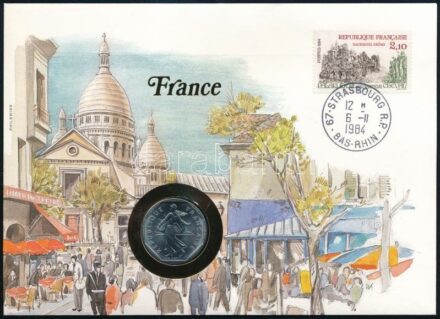 Franciaország 1979. 2Fr, felbélyegzett borítékban, bélyegzéssel, német nyelvű leírással T:1 France 1979. 2 Francs in envelope with stamp and cancellation, with German description C:UNC
