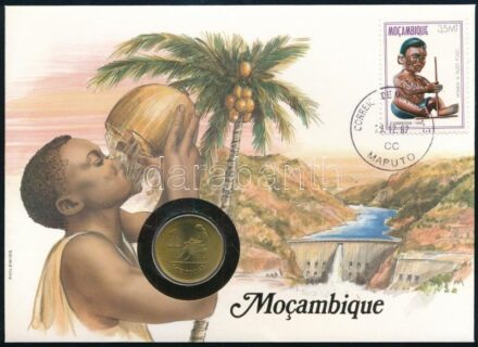 Mozambik 1982. 1M felbélyegzett borítékban, bélyegzéssel, német nyelvű leírással T:1 Mozambique 1982. 1 Metical in envelope with stamp and cancellation, with German description C:UNC