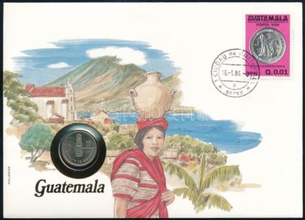 Guatemala 1981. 10c felbélyegzett borítékban, bélyegzéssel, német nyelvű leírással T:1 Guatemala 1981. 10 Centavos in envelope with stamp and cancellation, with German description C:UNC