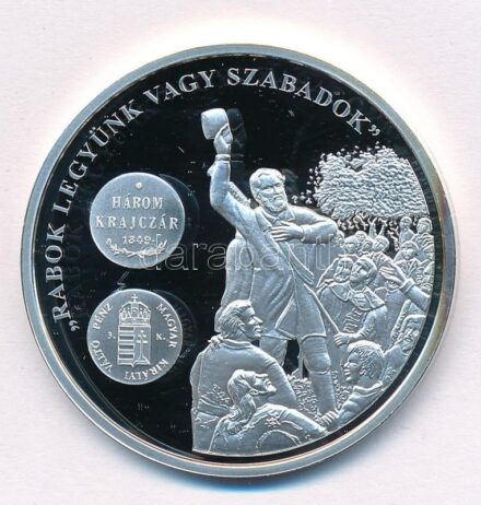 DN 'A magyar pénz krónikája - Rabok legyünk vagy szabadok' Ag emlékérem tanúsítvánnyal (20g/0.999/38,61mm) T:PP