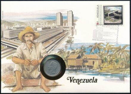 Venezuela 1967. 1B acél felbélyegzett borítékban, bélyegzéssel, német nyelvű leírással T:1 Venezuela 1967. 1 Bolívar steel in envelope with stamp, cancellation and a prospectus in german C:UNC
