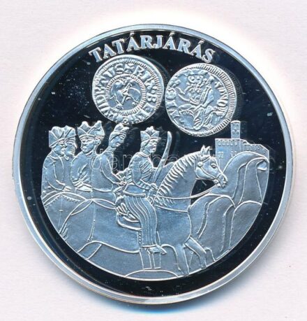 DN 'A magyar pénz krónikája - Tatárjárás' Ag emlékérem tanúsítvánnyal (20g/0.999/38,61mm) T:PP