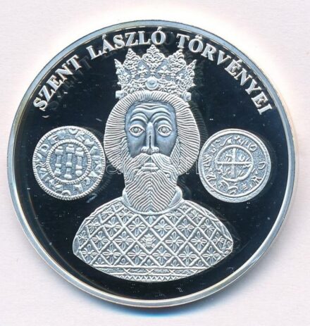 DN 'A magyar pénz krónikája - Szent László törvényei' Ag emlékérem tanúsítvánnyal (20g/0.999/38,61mm) T:PP