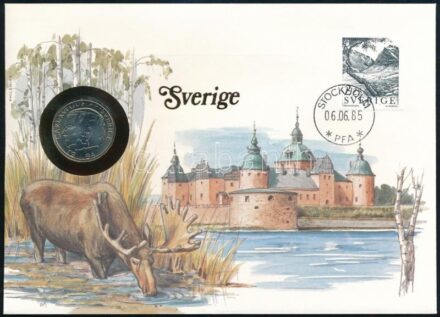 Svédország 1984. 1K felbélyegzett borítékban, bélyegzéssel, német nyelvű leírással T:1 Sweden 1984. 1 Kronor in envelope with stamp and cancellation, with German description C:UNC