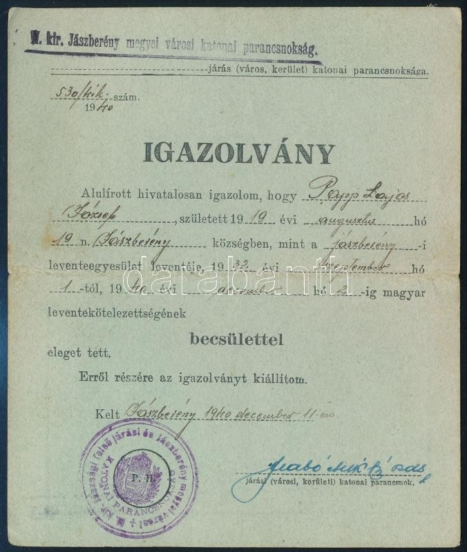 1940 Levente igazolvány - Image 2