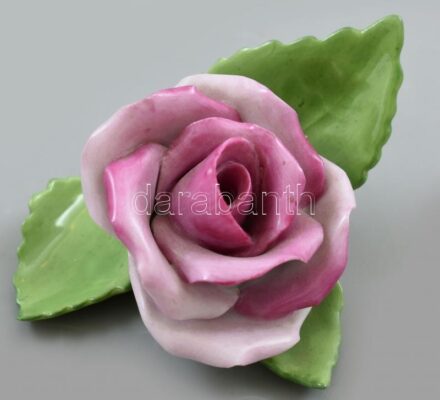 Herendi porcelán rózsa. Kézzel festett, jelzett, hibátlan. 7,5x8,5 cm