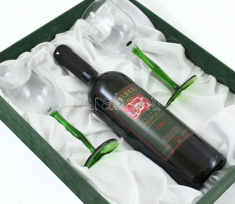 1999 Gere Villányi Kékoportó (Blauer Portugieser). Bontatlan palack. 0,75l, 112,5%Vol (Díszdobozban, 2db borospohárral.) - Image 2