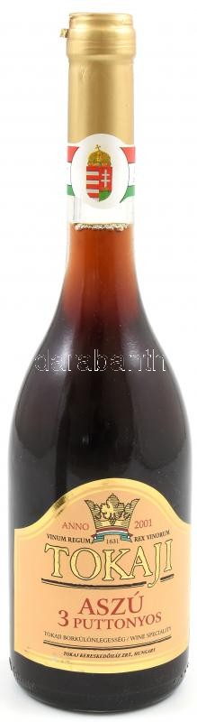 2001. 3 puttonyos Tokaji aszú, 0,5 l. bontatlan palack.