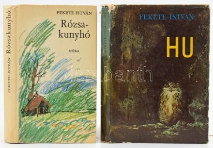 Fekete István 2 műve: Fekete István: Hu. Bp., 1966, Móra. Első kiadás. Csergezán Pál rajzaival. Kiadói kemény-kötés, kiadói kopott, kissé sérült papír védőborítóban.; Fekete István: Rózsakunyhó. Bp., 1973, Móra.