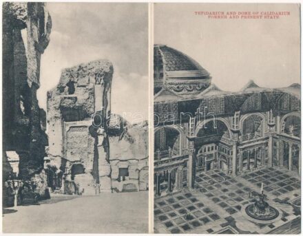 Roma, Rome; Les thermes de Caracalla / Vaths of Caracalla. 2-tiled folding postcard