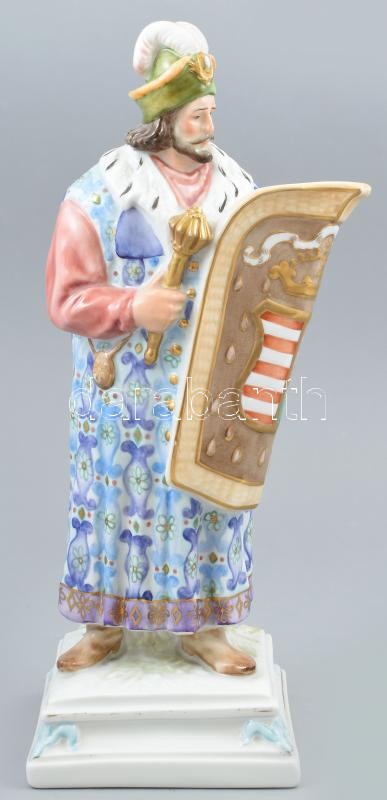 Herendi Magyar Nemes, 1942, kézzel festett porcelán, jelzett, korának megfelelő kopásokkal, m: 39 cm