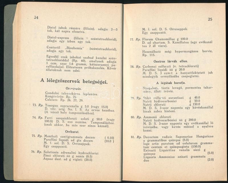 1941 M. Kir. József Nádor Műegyetem állatorvosi osztályának belorvostani klinikáján gyakrabban használt recipék gyüjteménye. (Diagnosztikai és terápiai utalásokkal.) Összeáll.: Mócsy András. Bp., 1941., Sárkány-ny., 68 p. - Image 2