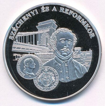 DN 'A magyar pénz krónikája - Széchenyi és a reformkor' Ag emlékérem tanúsítvánnyal (20g/0.999/38,61mm) T:PP
