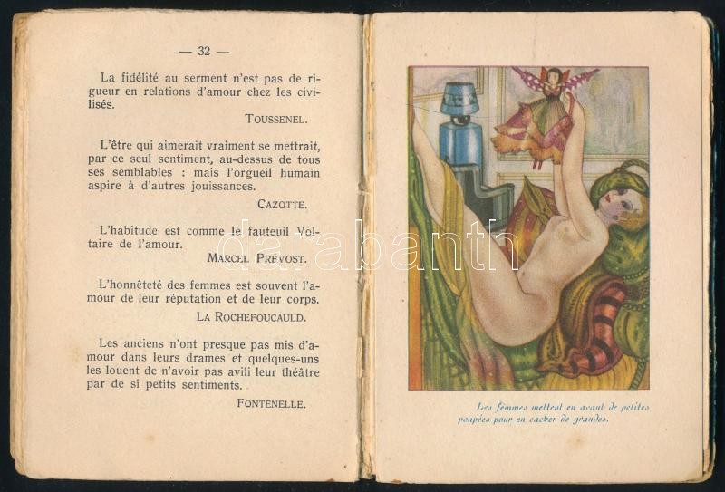 Sensations Fortes. Les Pensées Illustrées. Paris, én., ,Éditions Nilsson. Francia nyelven. Egészoldalas erotikus illusztrációkkal. Kiadói szakadt, foltos papírkötés. - Image 3