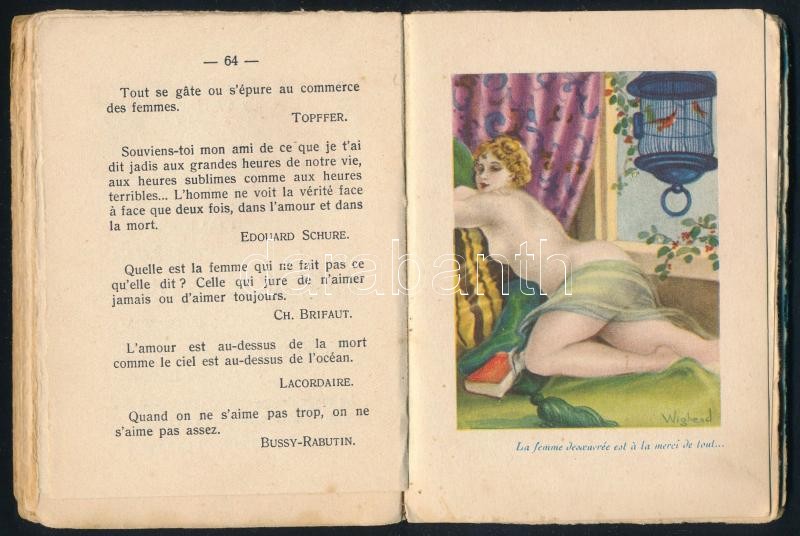 Sensations Fortes. Les Pensées Illustrées. Paris, én., ,Éditions Nilsson. Francia nyelven. Egészoldalas erotikus illusztrációkkal. Kiadói szakadt, foltos papírkötés. - Image 4