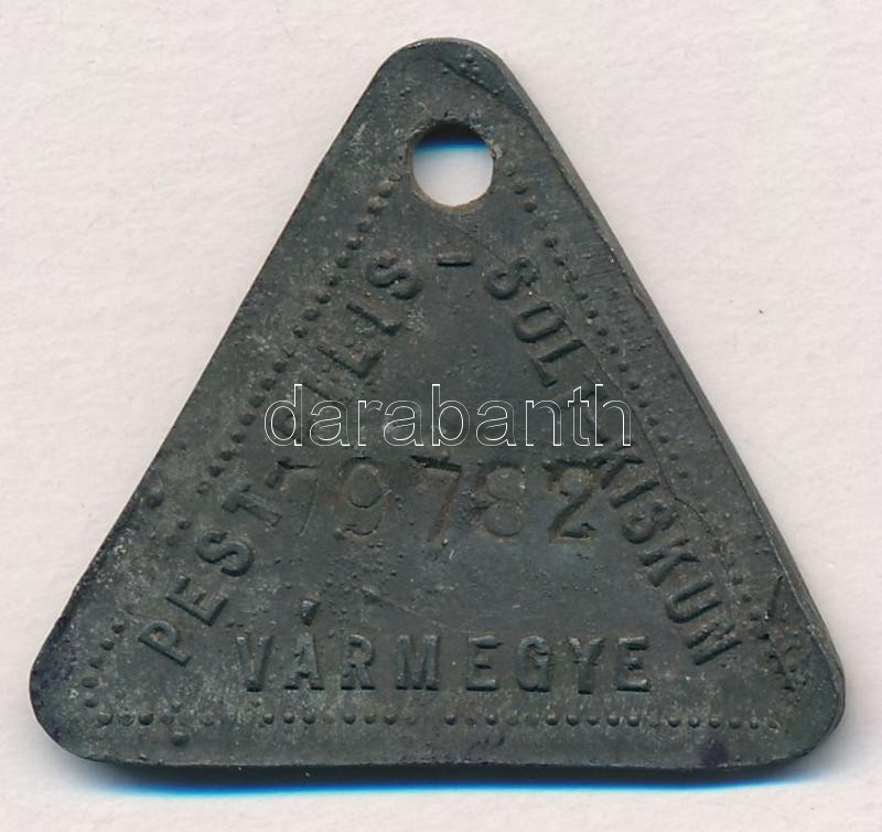 1933. 'Pest-Pilis-Solt-Kiskun Vármegye' sorszámozott Zn kutyabárca T:2