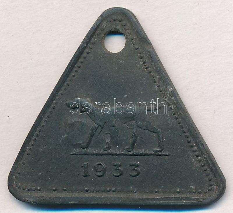 1933. 'Pest-Pilis-Solt-Kiskun Vármegye' sorszámozott Zn kutyabárca T:2 - Image 2