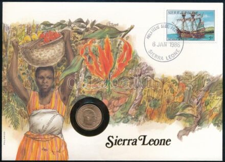 Sierra Leone 1964. 1/2c Br felbélyegzett borítékban, bélyegzéssel, német nyelvű leírással T:1- patina, kis karc Sierra Leone 1964. 1/2 Cent Br in envelope with stamp, cancellation and a prospectus in german C:AU patina, small scratch