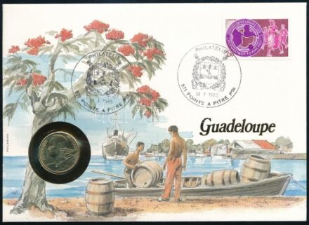 Franciaország / Guadeloupe 1984. 20c felbélyegzett borítékban, bélyegzéssel, német nyelvű tájékoztatóval T:1- France / Guadeloupe 1984. 20 Centimes in envelope with stamp, cancellation and a prospectus in german C:AU