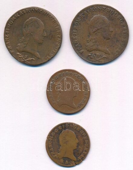 Vegyes: 1800B-S 6kr Cu (2xklf) + Ausztria 1800A 1kr Cu ''I. Ferenc' (2x) T:2-,3