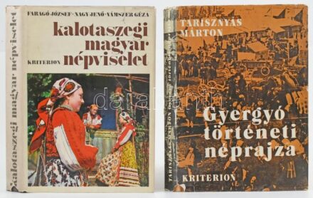 Kriterion 2 db helytörténeti-néprajzi kötete: Faragó József, Nagy Jenő, Vámszer Géza: Kalotaszegi magyar népviselet. (1949-1950). + Tarisznyás Márton: Gyergyó történeti néprajza. Tíz tanulmány. Kós Károly előszavával.