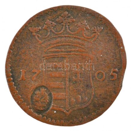 1705. X Poltura Cu 'II. Rákóczi Ferenc' ellenjeggyel (7,36g) T:3 patina Hungary 1705. X Poltura Cu 'Francis II Rákóczi' with counter mark (7,36g) C:F patina Huszár: 1535., Unger II.: 1133.a