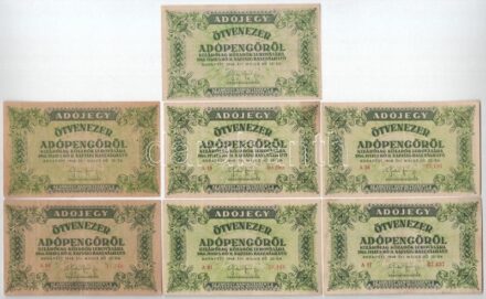 1946. 50.000AP (7x) (közte sorszámos vízjeles papíron, sorszám nélküli vízjeles papíron, valamint sorszám és vízjel nélküli) T:III közte folt, kis szakadás