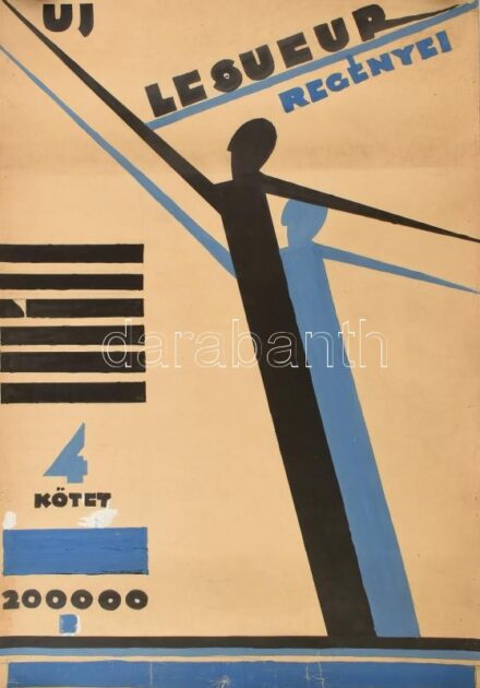 Lesueur regényei, plakátterv, vegyes technika, papír, gyűrődésekkel, 78×50 cm