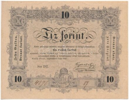 1848. 10Ft 'Kossuth bankó' 'DT 4272 27' T:II-,III szép papír Adamo G111