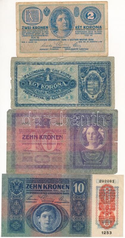 1904-1920. 1K - 10K (4xklf) T:III,III- szakadás, anyaghiba