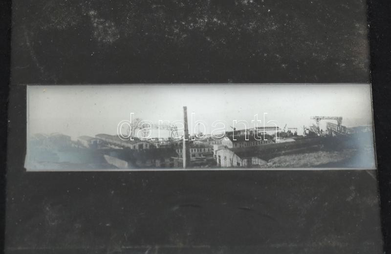 cca 1910 Fiume hadihajó gyár: a Szent István vízrebocsátása, fiumei kiállítás, hajógyár, 6 db üvegnegatív / Fiume 6 glass photo slides of the ship factory, St. István Hungarian warship and others - Image 3
