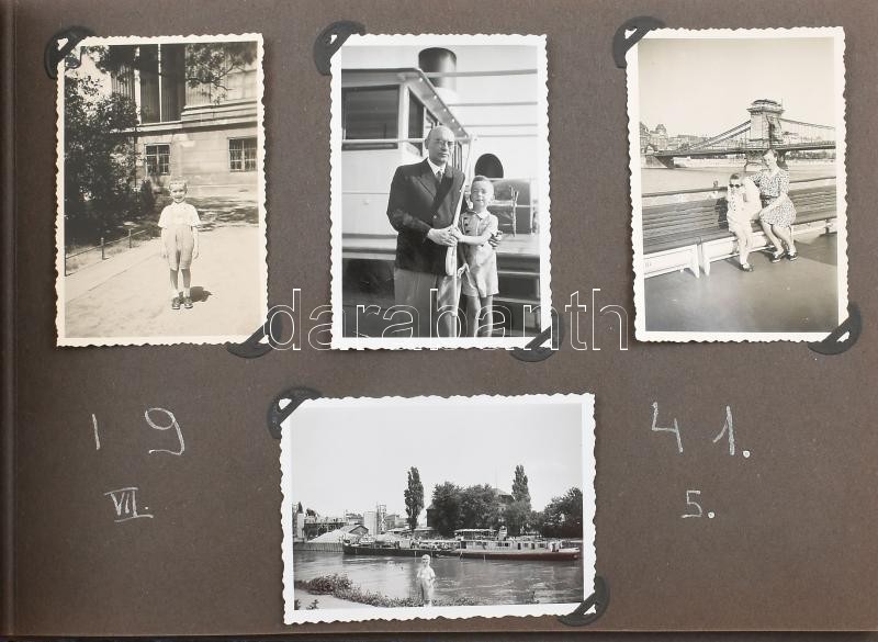 1916-1941 Családi fotóalbum, közte budapesti városképek, katonafotó, vegyes méretű fotókkal - Image 2