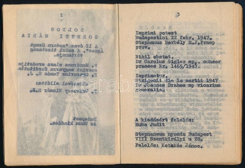 cca 1930 Boldog goretti Mária emlékkönyv - Image 2