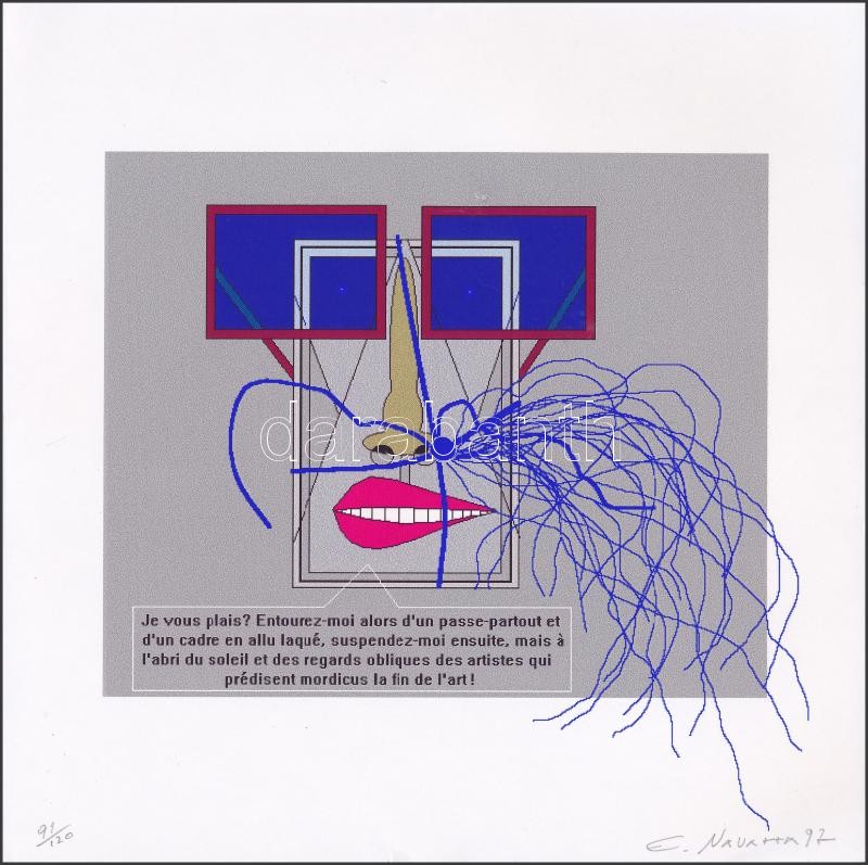 Emmanuel Navarra (1933-): Je vous plais? Computer print, papír, jelzett, számozott (91/120), 16x16 cm