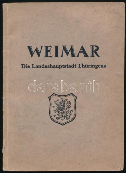 Weimar. Hrsg. im Auftrag des Weimarer Verkehrsvereins durch seinen Vorsitzenden. Dr. W. F. Mueller, Obersbürgermeister. Weimar, én., Panses Verlag. Német nyelven. Fekete-fehér fotókkal illusztrált. Kiadói papírkötés, benne szétszakadt,