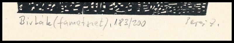 Perei Zoltán (1913-1992): Birkák. Linómetszet, papír, jelzett, számozott (183/200), 15×10,5 cm - Image 3