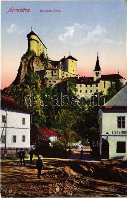 Árvaváralja, Oravsky Podzámok; Árva vára, Steindl üzlete. Feitzinger Ede Nr. 247. / Oravsky zámok / Schloss Árva / castle, shop (EK)