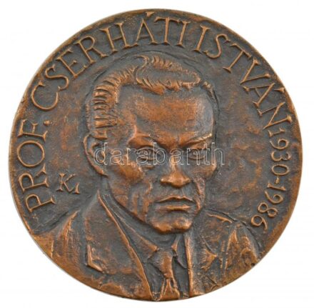 Kalmár Márton (1946-) DN 'Prof. Cserháti István 1930-1986' egyoldalas, öntött bronz emlékplakett (116mm) T:1-