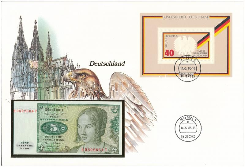 Német Szövetségi Köztársaság 1980. 5M felbélyegzett borítékban, bélyegzéssel T:I Federal Republic Germany 1980. 5 Mark in envelope with stamp and cancellation C:UNC