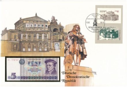 Német Demokratikus Köztársaság 1975. 5M felbélyegzett borítékban, bélyegzéssel T:I German Democratic Republic 1975. 5 Mark in envelope with stamp and cancellation C:UNC