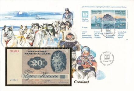 Dánia 1972. 20K borítékon grönlandi bélyeggel, bélyegzéssel T:I Denmark 1972. 20 Kroner in envelope with Greenlandic stamp and cancellation C:UNC