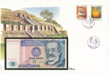 Peru 1987. 10I felbélyegzett borítékban, bélyegzéssel T:I Peru 1987. 10 Intis in envelope with stamp and cancellation C:UNC