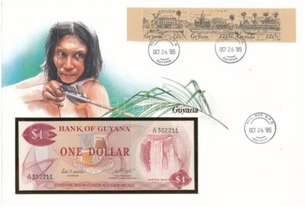 Guyana 1983. 1$ felbélyegzett borítékban, bélyegzéssel T:1 Guyana 1983. 1 Dollar in envelope with stamp and cancellation C:UNC