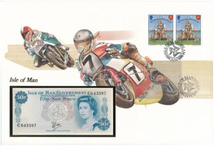 Man-sziget 1979. 50p felbélyegzett borítékban, bélyegzéssel T:I Isle of Man 1979. 50 Pence in envelope with stamp and cancellation C:UNC