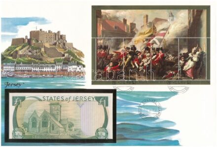 Jersey 1989. 1P felbélyegzett borítékban, bélyegzéssel T:I Jersey 1989. 1 Pound in envelope with stamp and cancellation C:UNC