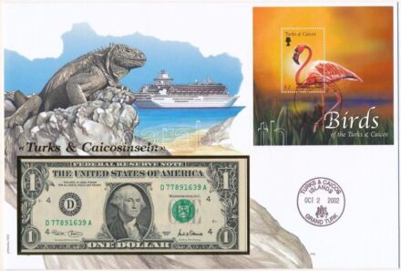 Turks- és Caicos-szigetek 2001. 1$ felbélyegzett borítékban, bélyegzéssel T:I Turks and Caicos Islands 2001. 1 Dollars in envelope with stamp and cancellation C:UNC